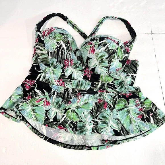 Torrid Tropical Print Tank Top - Black and Green - Picture 3 of 7